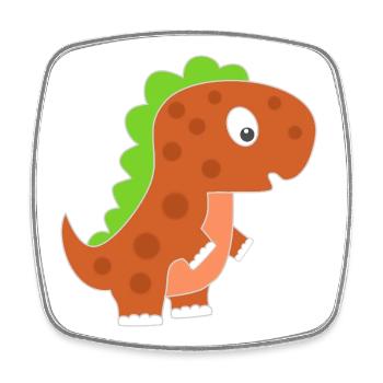 Verspielter Dinosaurier Cartoon - Viereckiger Kühlschrankmagnet - Weiß - Vorne