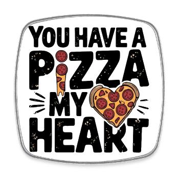 Pizza Liebe Herz Lustiger Essensliebhaber - Viereckiger Kühlschrankmagnet - Weiß - Vorne