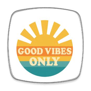 good-vibes-only-retro-vintage-tshirt-design.png - Square fridge magnet - white - Front