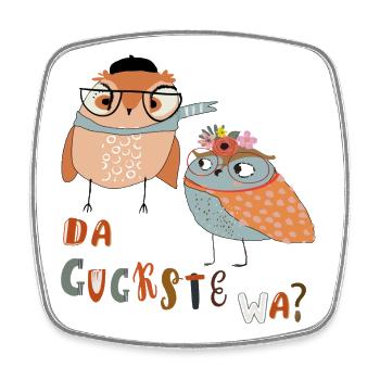 Verspielte Eulen mit Brille und Blumenkranz - Viereckiger Kühlschrankmagnet - Weiß - Vorne