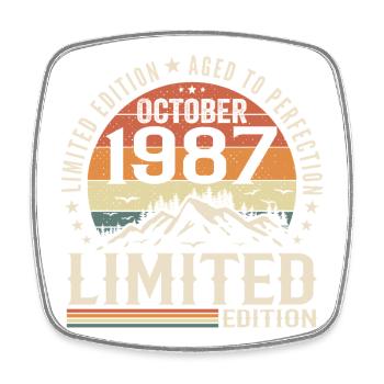 Né en octobre 1987 - cadeau millésime Octobre 1987 - Magnet carré - blanc - Devant