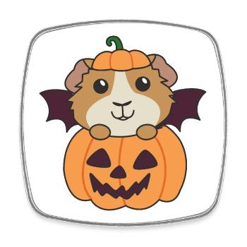Cochon d'Inde Joyeux Halloween Citrouille Chauve-souris - Magnet carré - blanc - Devant