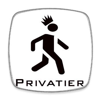 Privatier - Runner mit Krone Design schwarz - Viereckiger Kühlschrankmagnet - Weiß - Vorne