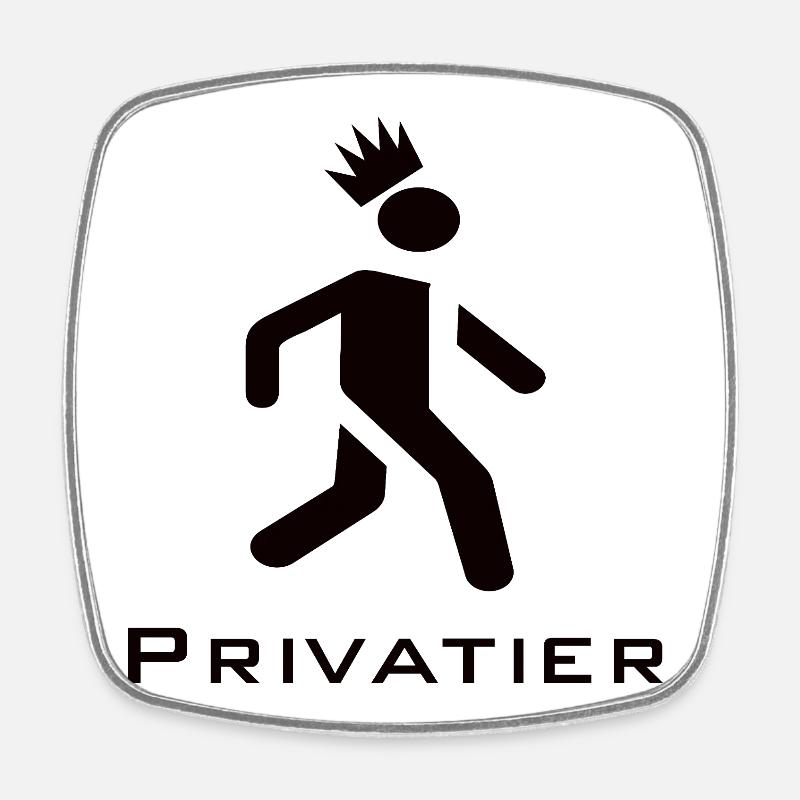 Privatier - Runner with Crown Design Black - Square fridge magnet - white