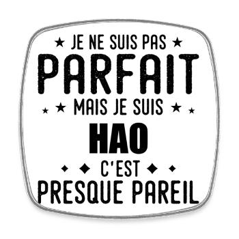 Hao : authentique, imparfait, top, perfection - Magnet carré - blanc - Devant