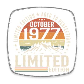 Né en octobre 1977 - cadeau millésime Octobre 1977 - Magnet carré - blanc - Devant