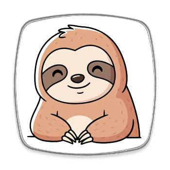 Cute Sloth Cartoon Design - Square fridge magnet - white - Front