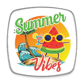 Sommer Vibes Wassermelone Design - Viereckiger Kühlschrankmagnet - Weiß - Vorne