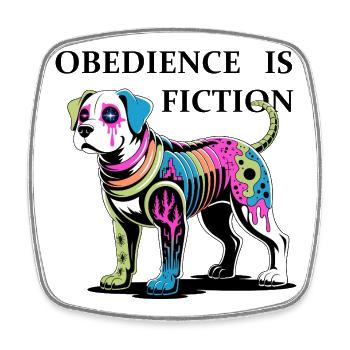 Neon Cyber dog Illustration - Square fridge magnet - white - Front