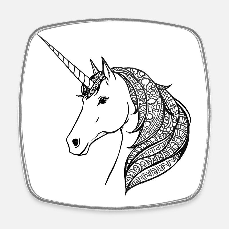 Einhorn  - Viereckiger Kühlschrankmagnet - Weiß