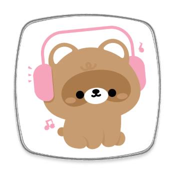 Cute Beaver with Headphones Illustration - Square fridge magnet - white - Front