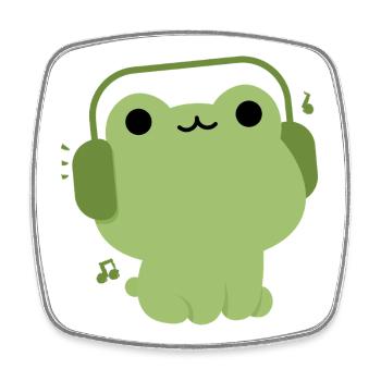 Cute Frog Headphones Illustration - Square fridge magnet - white - Front