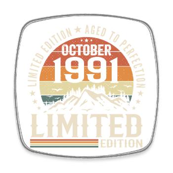 Né en octobre 1991 - cadeau millésime Octobre 1991 - Magnet carré - blanc - Devant
