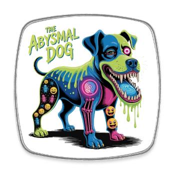 The Abyssmal Dog Neon Art - Square fridge magnet - white - Front