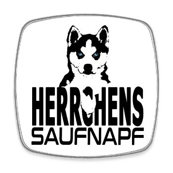 Husky Illusion - Herrchens Saufnapf - Viereckiger Kühlschrankmagnet - Weiß - Vorne