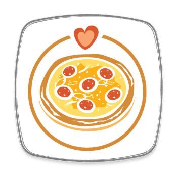 Pizza Love – Heart for Foodies - Square fridge magnet - white - Front