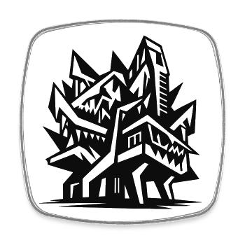 Futuristic architecture - Square fridge magnet - white - Front