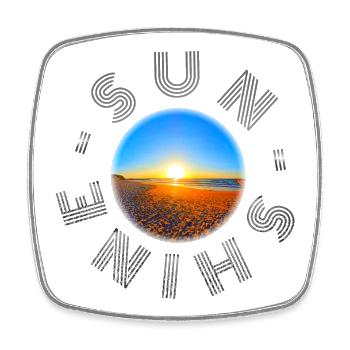 Illustration de coucher de soleil sur la plage - Magnet carré - blanc - Devant