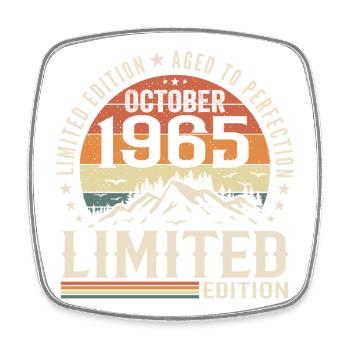 Né en octobre 1965 - cadeau millésime Octobre 1965 - Magnet carré - blanc - Devant