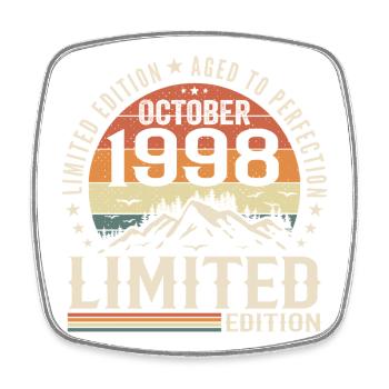 Born in October 1998 - gift vintage October 1998 - Square fridge magnet - white - Front