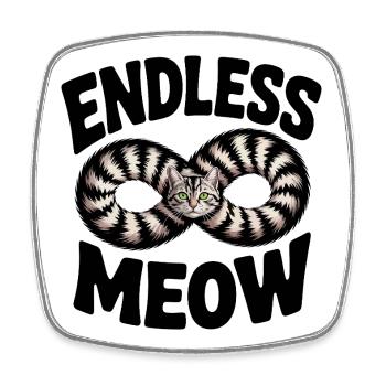 Endlose Miau-Katze - Viereckiger Kühlschrankmagnet - Weiß - Vorne