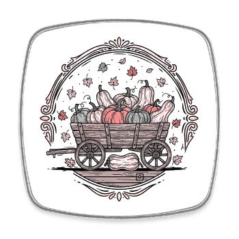 Herbsternte Kürbiswagen - Viereckiger Kühlschrankmagnet - Weiß - Vorne