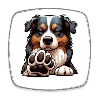 Talk To The Paw Australian Shepherd Aussie Aussies - Viereckiger Kühlschrankmagnet - Weiß - Vorne