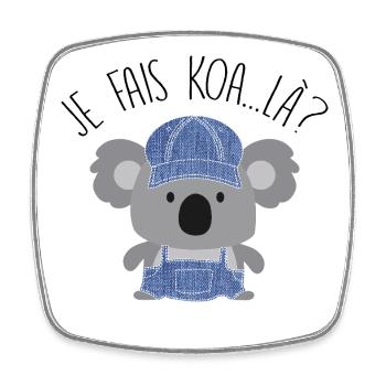 Koala Style Denim Casual - Magnet carré - blanc - Devant