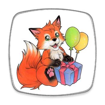 Niedlicher Fuchs zum Geburtstag Hand gemalt - Viereckiger Kühlschrankmagnet - Weiß - Vorne
