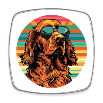 Casual dog with sunglasses - Square fridge magnet - white - Front