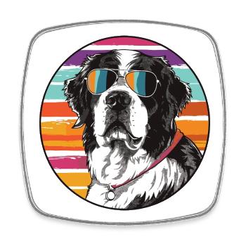 Chien cool avec des lunettes de soleil - Magnet carré - blanc - Devant