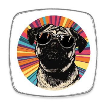 Chien décontracté avec des lunettes de soleil - Magnet carré - blanc - Devant