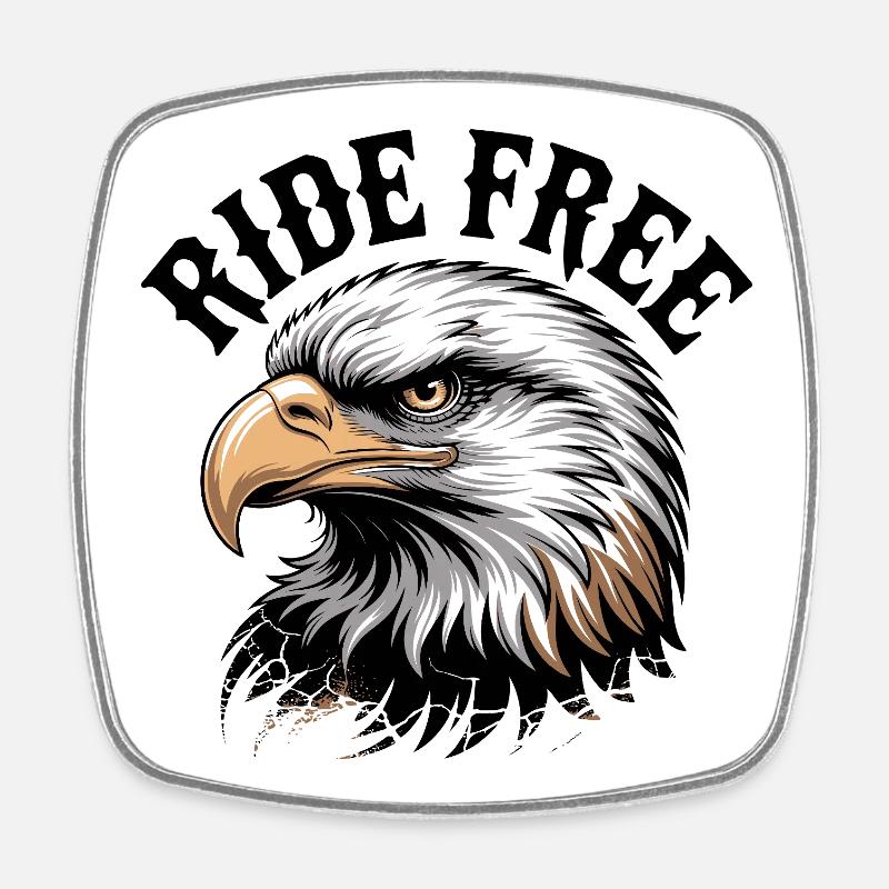 Emblème gratuit de l’Eagle Head Ride - Magnet carré - blanc
