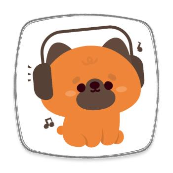Mignon berger allemand avec des écouteurs Illustration - Magnet carré - blanc - Devant