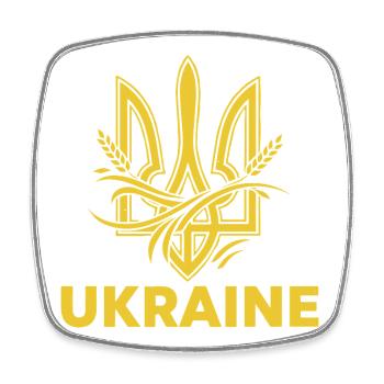 Ukrainischer Dreizack mit Weizenmotiv - Viereckiger Kühlschrankmagnet - Weiß - Vorne