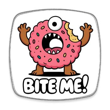 Donut-Monster mit Monsterblick - Viereckiger Kühlschrankmagnet - Weiß - Vorne