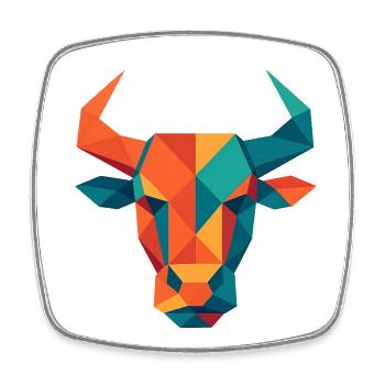Stier | Stierkopf Print / Druck / Design - Viereckiger Kühlschrankmagnet - Weiß - Vorne