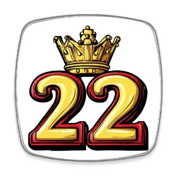 22 Number Crown - Square fridge magnet - white - Front