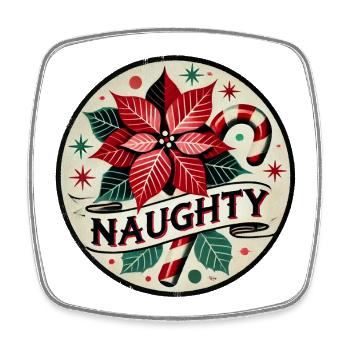 Festliches Weihnachtsstern- und Zuckerstangen-Design - Viereckiger Kühlschrankmagnet - Weiß - Vorne