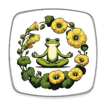 Cercle de méditation paisible de la grenouille - Magnet carré - blanc - Devant