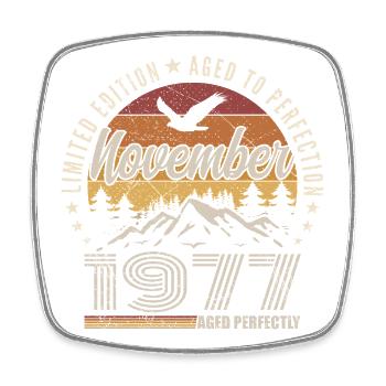 November 1977 Retro November 1977 - Viereckiger Kühlschrankmagnet - Weiß - Vorne