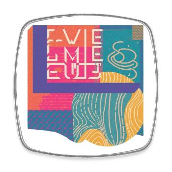 Bunte Geometrie Typografie Vintage Retro Design  - Viereckiger Kühlschrankmagnet - Weiß - Vorne