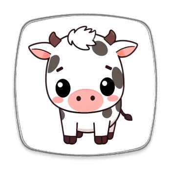 Vache mignonne - Magnet carré - blanc - Devant
