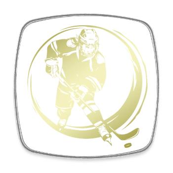 Hockey Spieler Silhouette - Viereckiger Kühlschrankmagnet - Weiß - Vorne