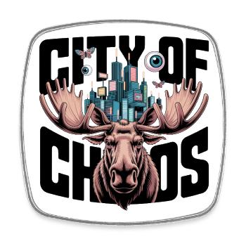 Cerfs de la silhouette de la Skyline de Moose City - Magnet carré - blanc - Devant