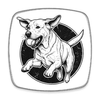 Labrador bondissant - Design vintage - Magnet carré - blanc - Devant