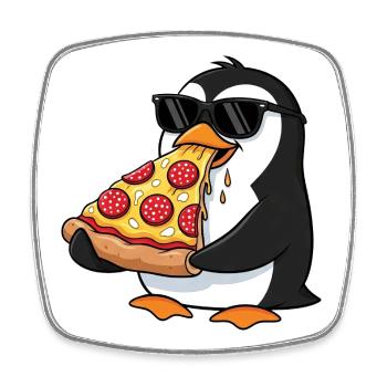 Süßer Pinguin Fast Food Pizza Italienisches Essen - Viereckiger Kühlschrankmagnet - Weiß - Vorne