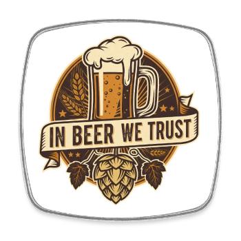 In Beer We Trust - Square fridge magnet - white - Front