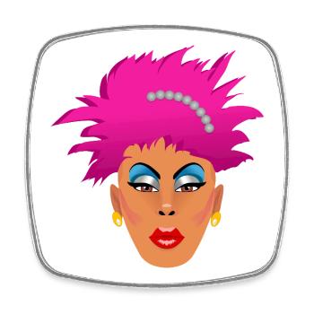 Pink Drag Queen - Square fridge magnet - white - Front