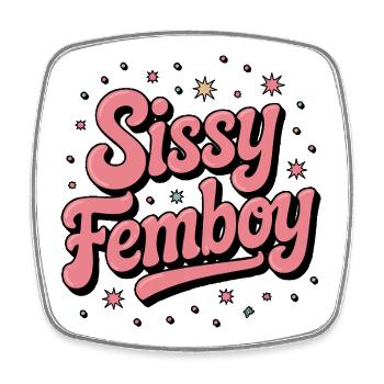Siss Femboy in Pink - Square fridge magnet - white - Front